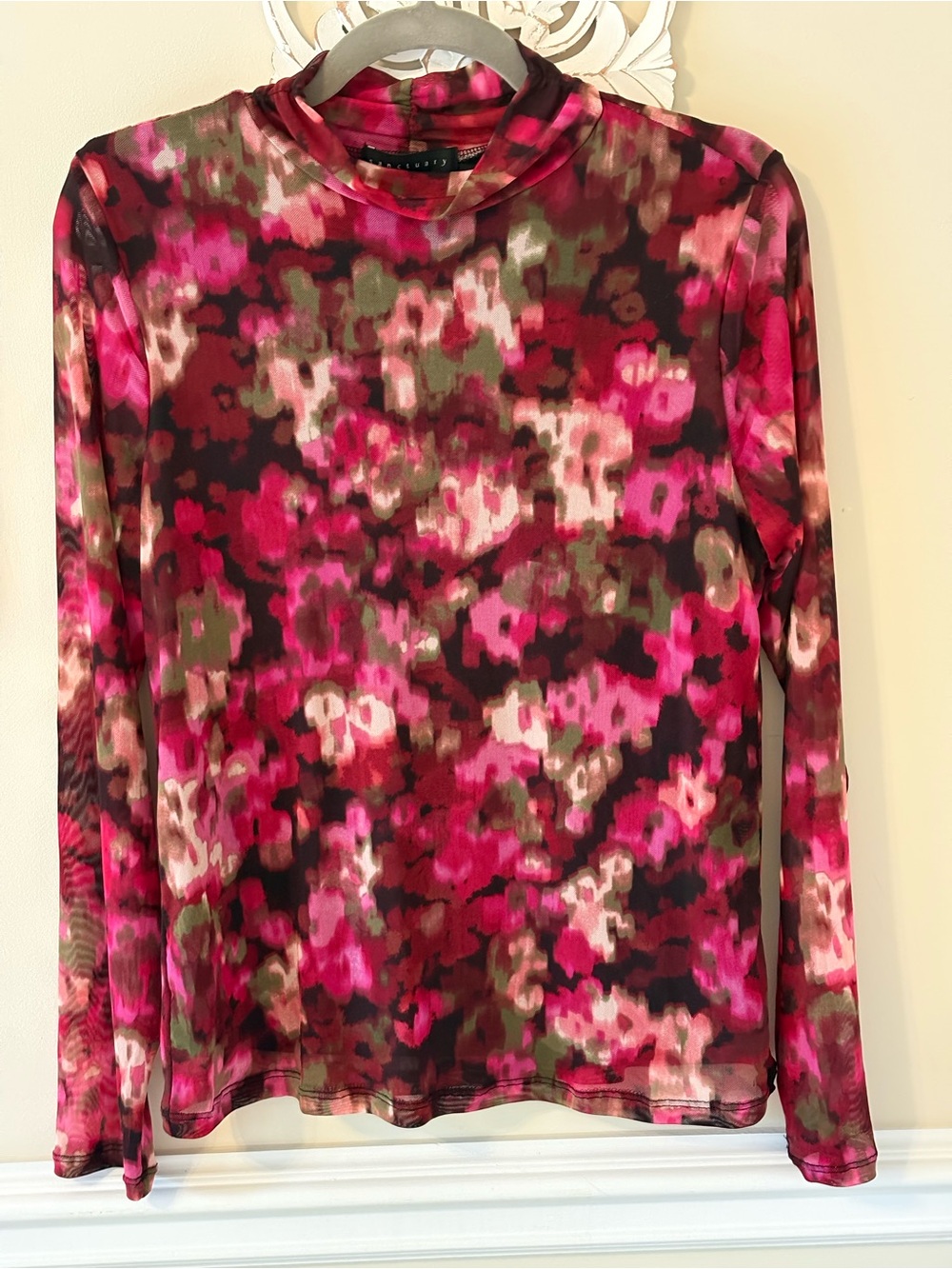Sanctuary Pink Multi Floral Sheer Long Sleeve Top